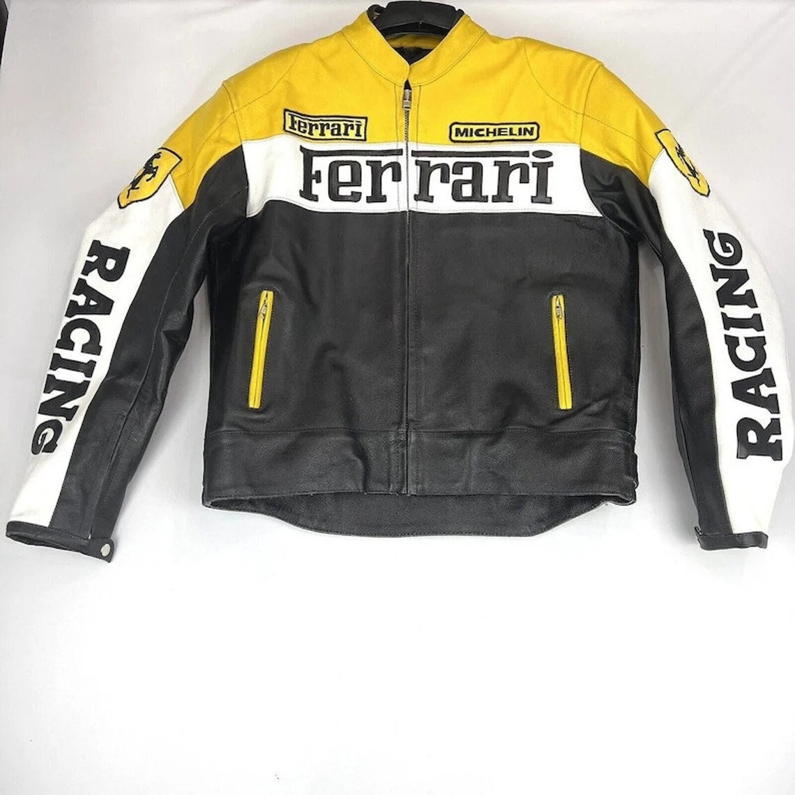 Black & Yellow Biker Real Leather Jacket – Boneshia Black / Leather / XXXL