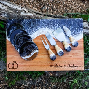 Personalized Resin Charcuterie Board: Wedding Engagement Gift For Couple Unique
