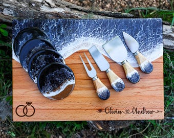 Personalized Resin Charcuterie Board: Wedding Engagement Gift For Couple Unique
