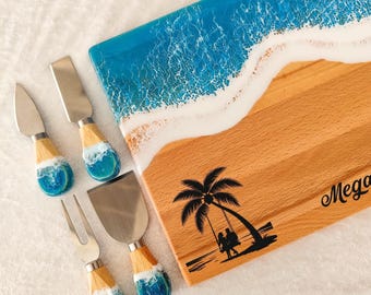 Personalized Hawaii Charcuterie Board, Custom Engraved Coastal Beach House Decor