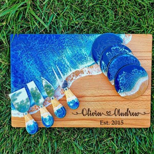 Custom Resin Charcuterie Board Personalized, Wooden Custom Cutting Board for Wedding Gift, Anniversary Gift and Housewarming Gift First Home