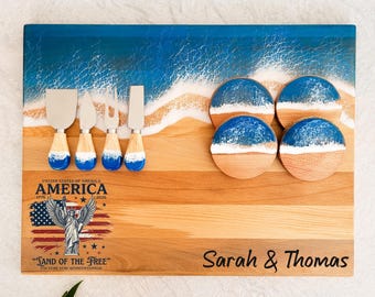 Personalized Patriotic Gift For Neighbor, Custom Fourth of July Decor American Flag Host Keepsake