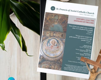 Editable Canva Template, Church Bulletin, Catholic Bulletin, Digital Download, Christian Bulletin, Bulletin Template, Church Handout