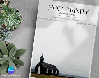 Editable Canva Template, Church Bulletin, Catholic Bulletin, Digital Download, Christian Bulletin, Bulletin Template, Church Program
