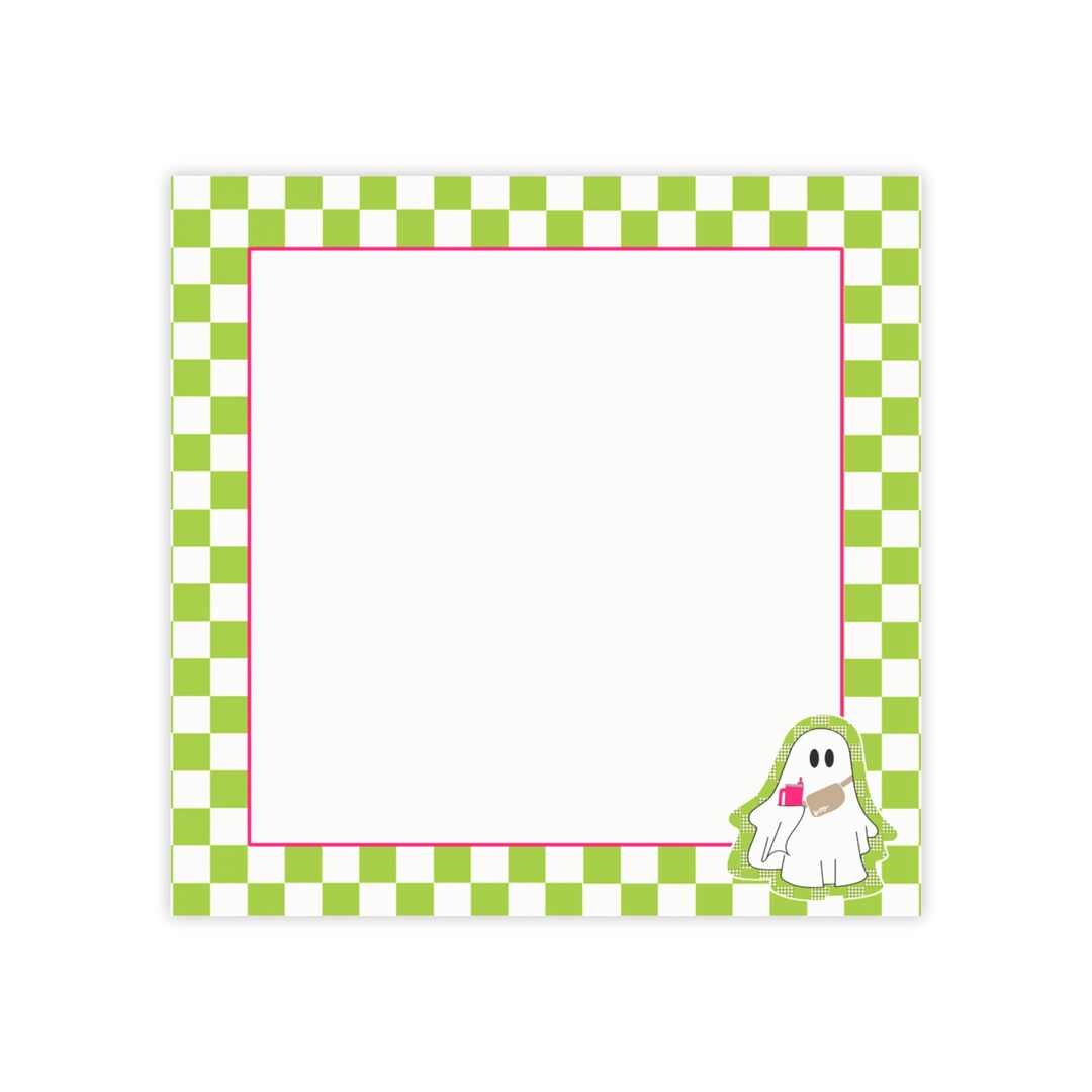 Basic Boo Post-it® Note Pads | Green & Pink Checkers | Sustainable ...