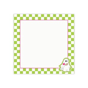 Basic Boo Post-it® Note Pads | Green & Pink Checkers | Sustainable Ghost Post-it Notes