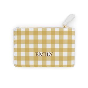 Bolso de mano mini personalizado con cuadros vichy 'Sand' de 6,3" x 4"