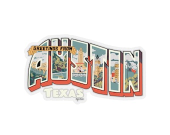 Greetings From Austin, Texas | Postcard Style Sticker