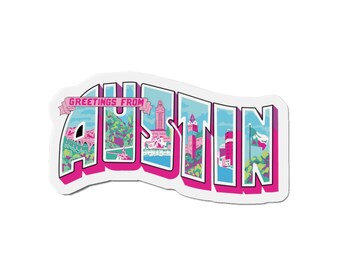 Pink Austin, Texas Die-Cut Magnet, Multiple Sizes