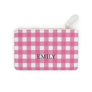 Mini cartera de cuadros vichy rosas personalizada