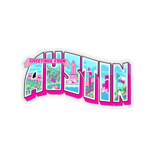Girlie Pop Austin Texas Postcard Sticker