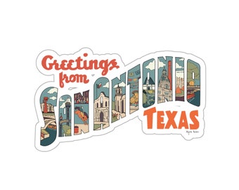 Naklejka w stylu pocztówki San Antonio
