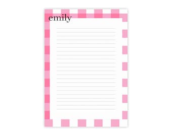 Personalized Pink Gingham Stationary Post-it® Note Pad, 4x6