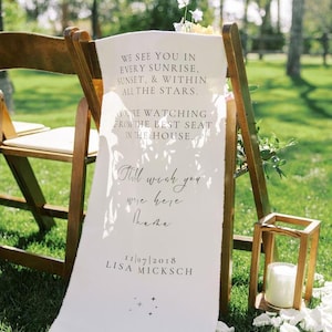 Custom Linen Memorial Sign: Personalized Chair Sign for Weddings and Events