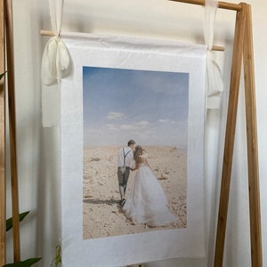 Custom fabric photo banner, photo tapestry, wedding welcome sign, wall decor, wall decal, wedding decor, wedding sign, wedding signage