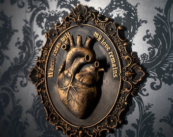 Placa "Aún así, permanezco" - Decoración gótica / Decoración de pared / Decoración oscura / Estilo academia oscura / Estatuas góticas / Decoración de habitaciones ocultistas