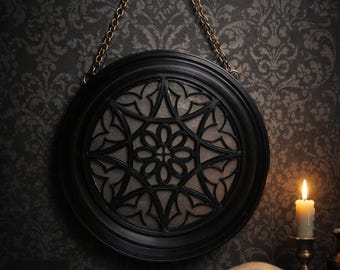 Grimrose - Gothic Window Wall Hanging | Gothic Home Decor | Veil Window | Cathedral Window | Dark Academia | Rose Window