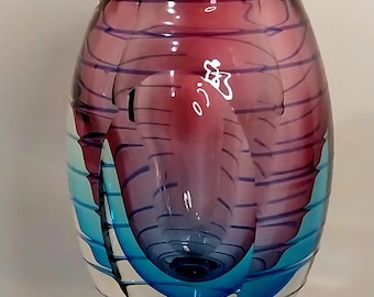 Kunstvolle Murano-Glasvase, signiert aus den 1980er Jahren