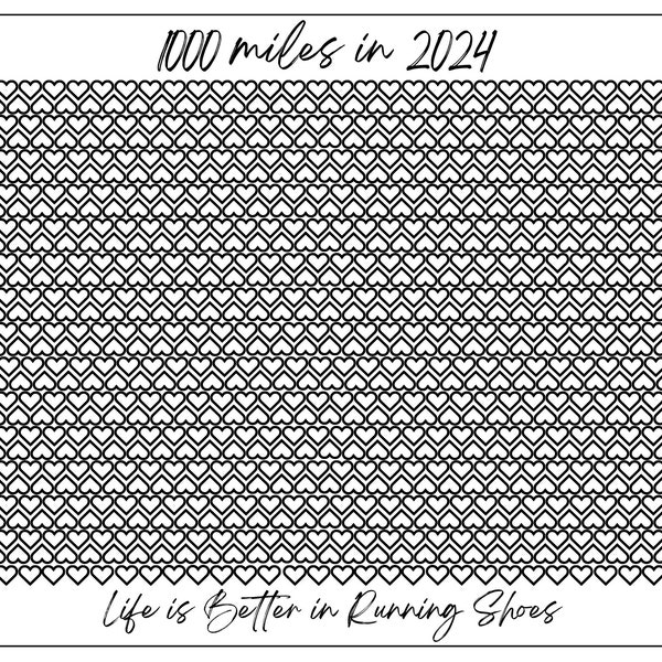 1000 miles running tracker to colour at home