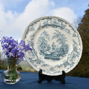 Blue antique breakfast or lunch plate - Mason&#39;s ironstone plate - antique dinnerware