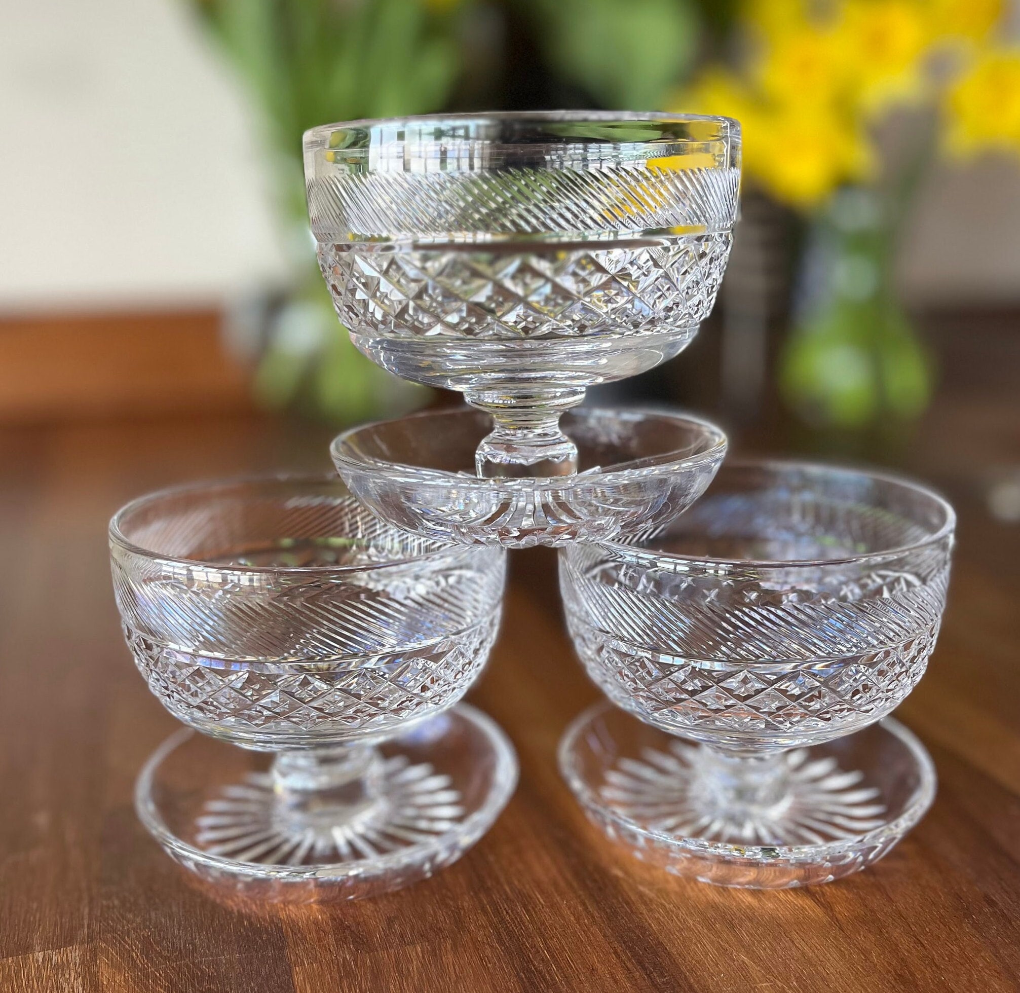 Cut Crystal Footed Dessert Bowl Vintage Crystal Bowl Sundae Ice Cream Bowls Prawn Cocktail or