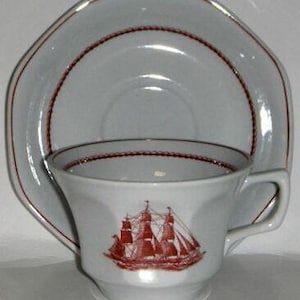 Juego de 4 tazas y platillos Wedgwood Flying Cloud-Rust