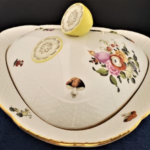 Rare Vintage Herend Fruits & Flowers (BFR) Large Triangular Covered Dish (190)