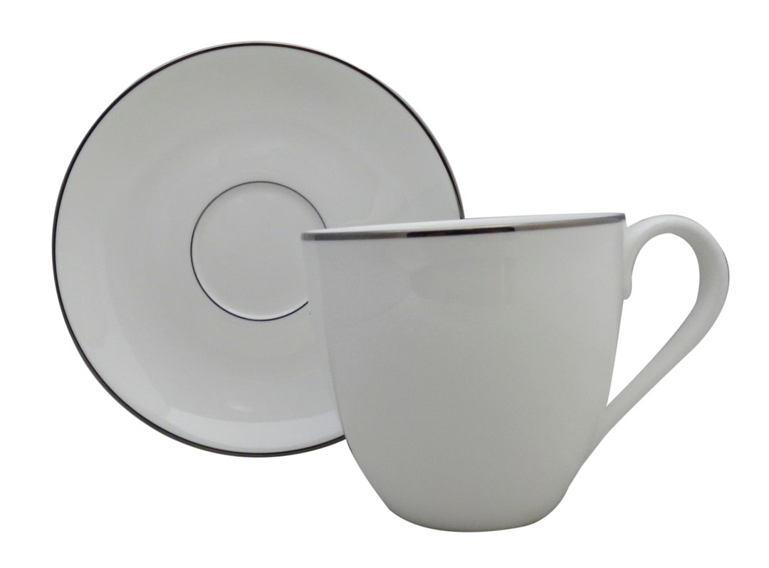 Set of 4 Lenox Continental Platinum Dining Flat Cup & Saucer Etsy