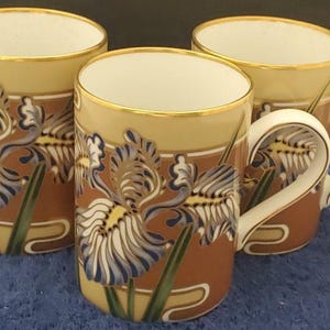 Set of 3 Fitz & Floyd Cloisonne Iris Mugs LK