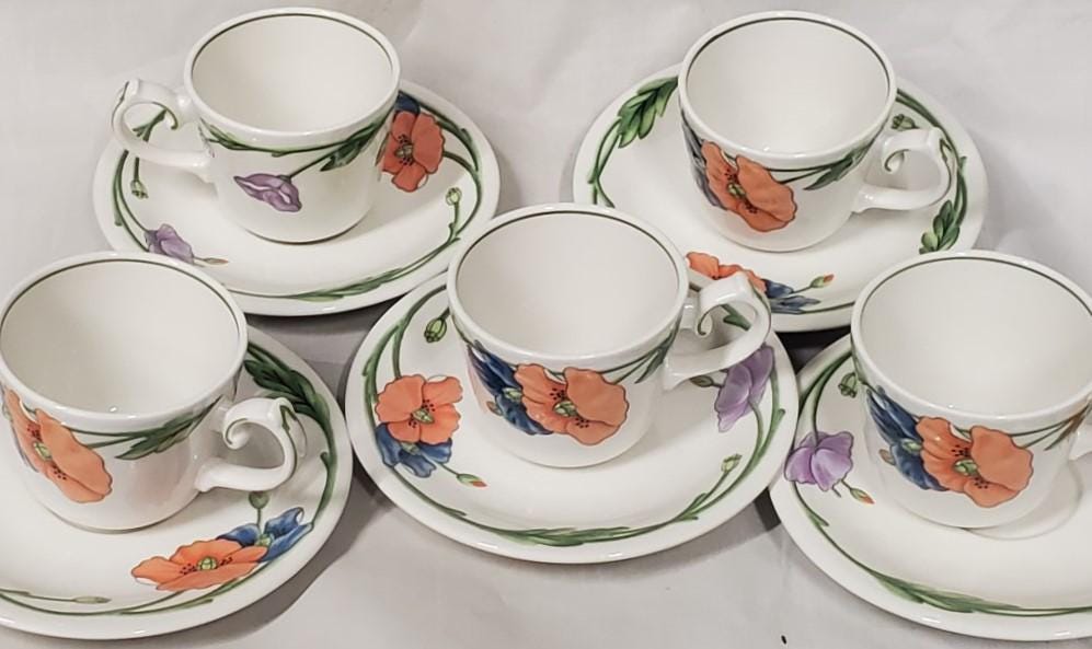 Set of 5 Villeroy & Boch Amapola Demitasse Cup and Saucer Sets - Etsy