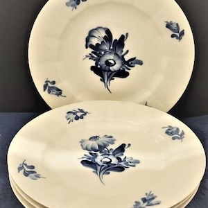 Set of 4 Royal Copenhagen Blue Flowers Salad Plates (8514)