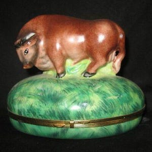 Chamart Limoges Klappdose - Bison / Stier