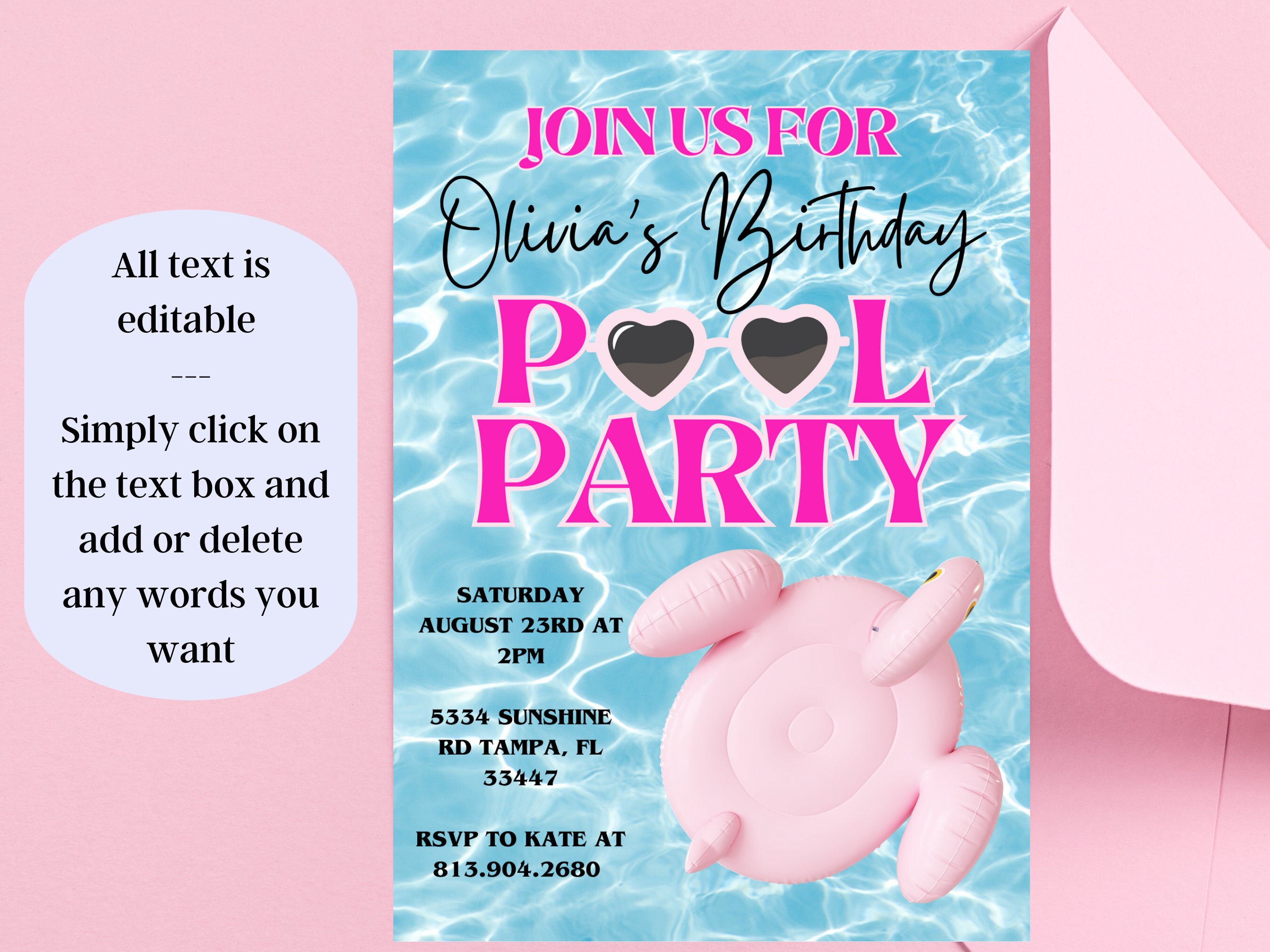 Editable Birthday Invitation for Summer Pool Party Trendy Barbie Pool Party Summer Birthday Celebration for Girls Canva