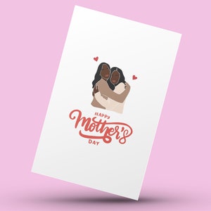 Printable Black Mother Daughter Card, Happy Mother's Day Card for Black ...