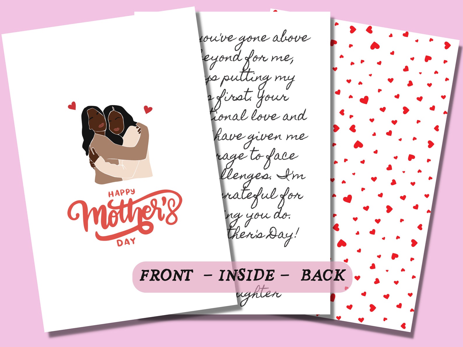 Printable Black Mother Daughter Card, Happy Mother's Day Card for Black ...