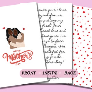 Printable Black Mother Daughter Card, Happy Mother's Day Card for Black ...