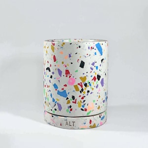 Rainbow Terrazzo Concrete Plant Pot Drainage Hole Saucer Indoor Cactus Planter Plant Lover Gift