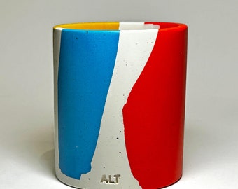Terrazzo Pen Pot Makeup Brush Pot - Maximalist Jesmonite Desk organiser Pencil Holder