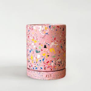 Pink Terrazzo Jesmonite Plant Pot Drainage Saucer Scandi Indoor Cactus Planter