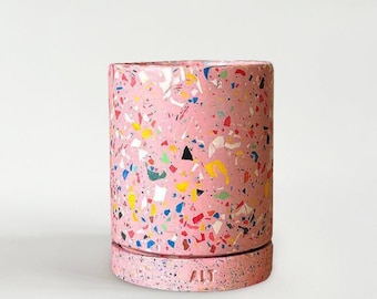 Pink Terrazzo Jesmonite Plant Pot Drainage Saucer Scandi Indoor Cactus Planter