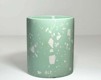 Mint Green Terrazzo Pen pot: Handmade Jesmonite Office Desk Organiser pencil holder
