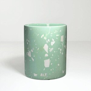 Mint Green Terrazzo Pen pot: Handmade Jesmonite Office Desk Organiser pencil holder