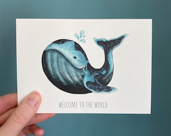 Postcard Birth Whale