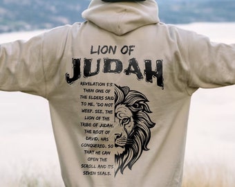 Lion Of Judah Men's Christian Hoodie Bible Verse Hoodie Christian Mens Gift Christian Sweatshirt Jesus Hoodie Christian Bible Verse Apparel