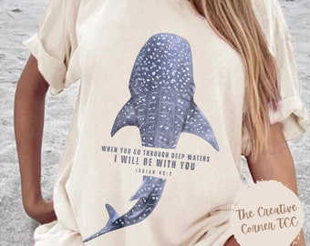 When You Go Through Deep Waters Shirt, Beach Tshirt,Christian Shirts, Bible Verse Tee,Religious Gifts,Women Christian Comfort Colors T-shirt