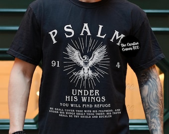 Psalm 91 Shirt For Men, Christian Men Tshirt, Christian Vintage Shirt, Jesus Shirt, Men's Bible Verse Shirts Gifts, Christian Gift For Him