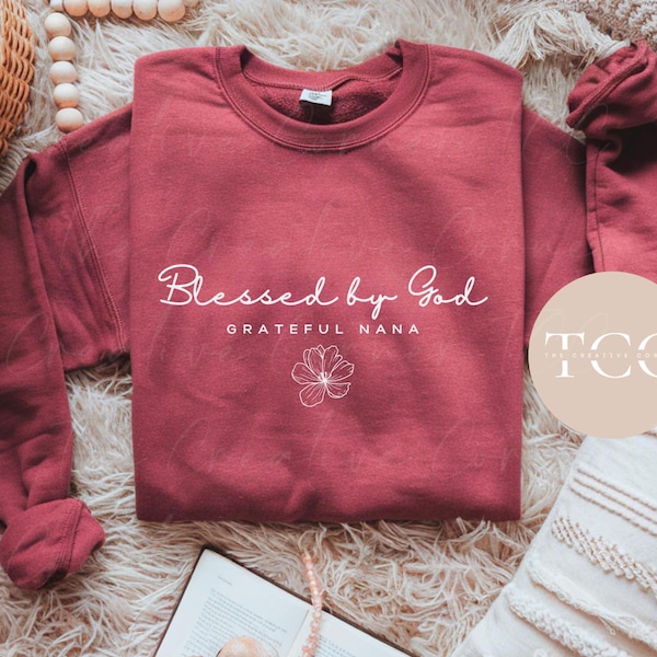Sweat-shirt chrétien cadeau pour grand-mère chemise mamie bénie cadeau chrétien ras du cou pour sa grand-mère chemise Jésus pull Faith Nana cadeau