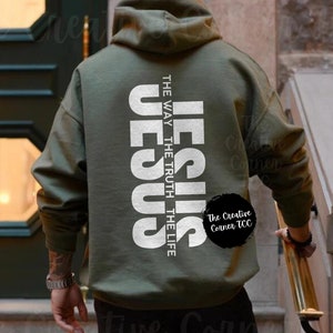 Men&#39;s Christian Hoodies  Jesus The Way Christian Hoodie Bible Verse Hoodies Jesus Hoodie Christian Men Gifts Christian Sweatshirt God
