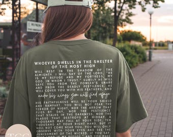 Psalm 91 Christian Streetwear Shirt Bible Verse Shirt Jesus Shirt God Tee Faith Based Jesus Clothing Aesthetic Church Scripture Shirt