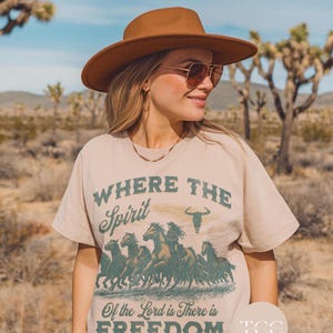 Western Horse Graphic T-Shirt: Christian Bible Verse, Vintage Look, Faith Comfort Colors Gifts image 3